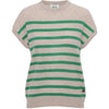 Bette Stripe Cashmere Tee - Sand Melange/Emerald Green