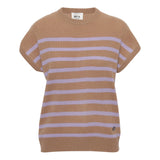 Beta Studios Bette Stripe Cashmere Tee Cashmere Tops Camel/Iris