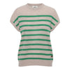 Bette Stripe Cashmere Tee - Sand Melange/Emerald Green