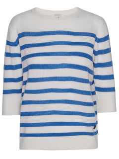 Bianca Striped Lady Sleeve - Almost White/Denim Blue