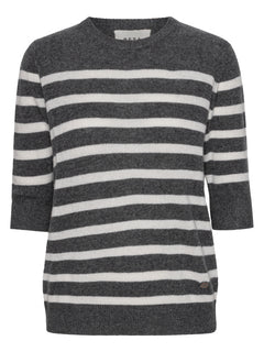 Bianca Striped Lady Sleeve - Dark Grey Melange/Almost White