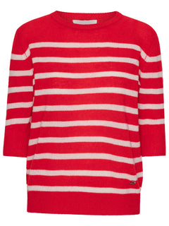 Bianca Striped Lady Sleeve - Red/Almost White