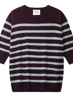 Bianca Striped Lady Sleeve - Ripe Fig/Pearl Blue