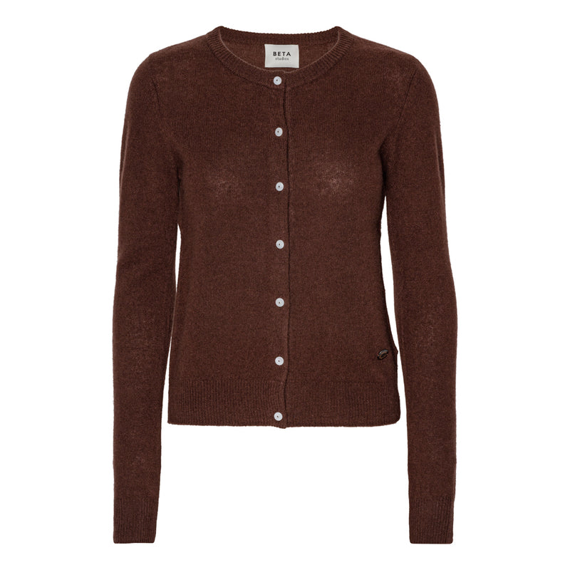 Beta Studios Classic Cardigan Cashmere Tops Dark Brown