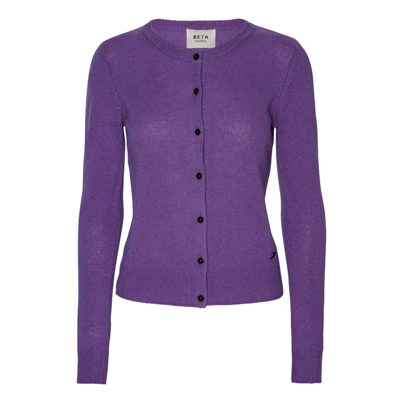 Beta Studios Classic Cardigan Cashmere Tops Deep Lavender