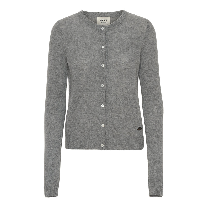 Beta Studios Classic Cardigan Cashmere Cashmere Tops Grey Melange