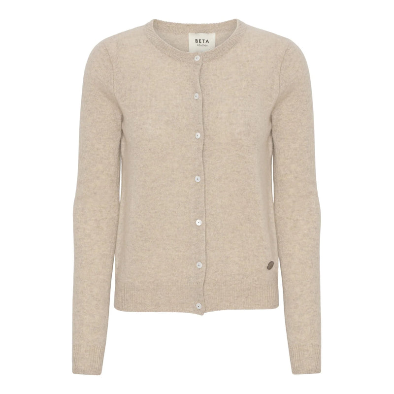 Beta Studios Classic Cardigan Cashmere Cashmere Tops Sand Melange