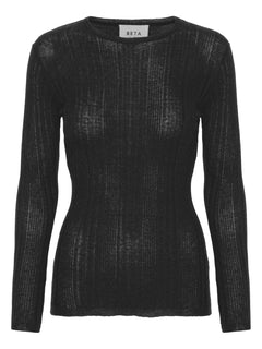 Emma Long Sleeve Tee Silk/Cashmere - Black