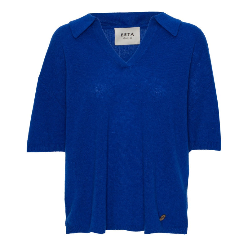 Beta Studios Fie Polo Tee Cashmere Tops Azure Blue