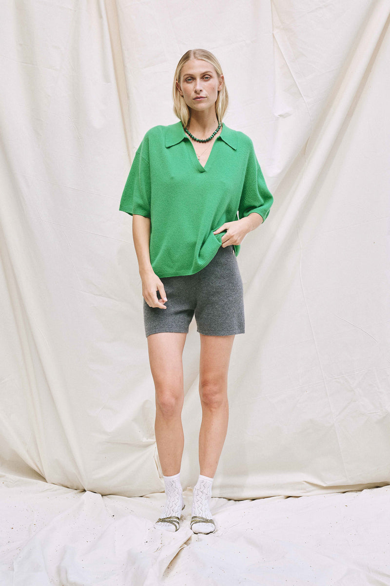Beta Studios Fie Polo Tee Cashmere Tops Emerald Green