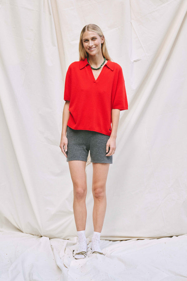 Beta Studios Fie Polo Tee Cashmere Tops Red