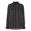 Flora Shirt - Black w/camel,grey stripe