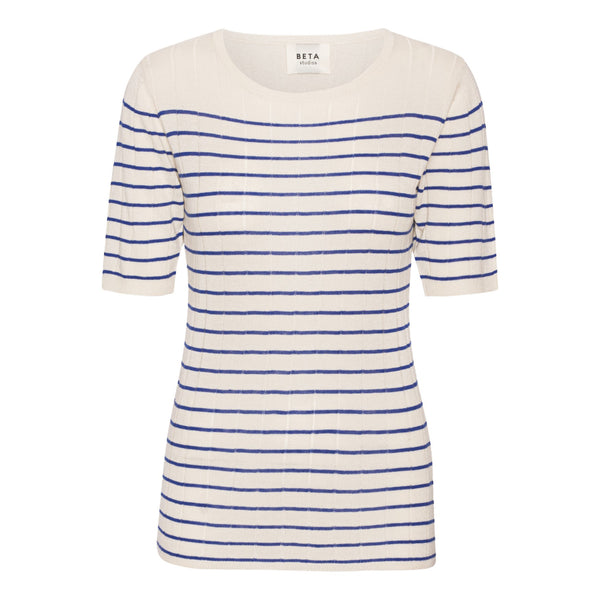 Beta Studios Freja S/S Tee Silk/CashmereTops Milk/Sea Blue