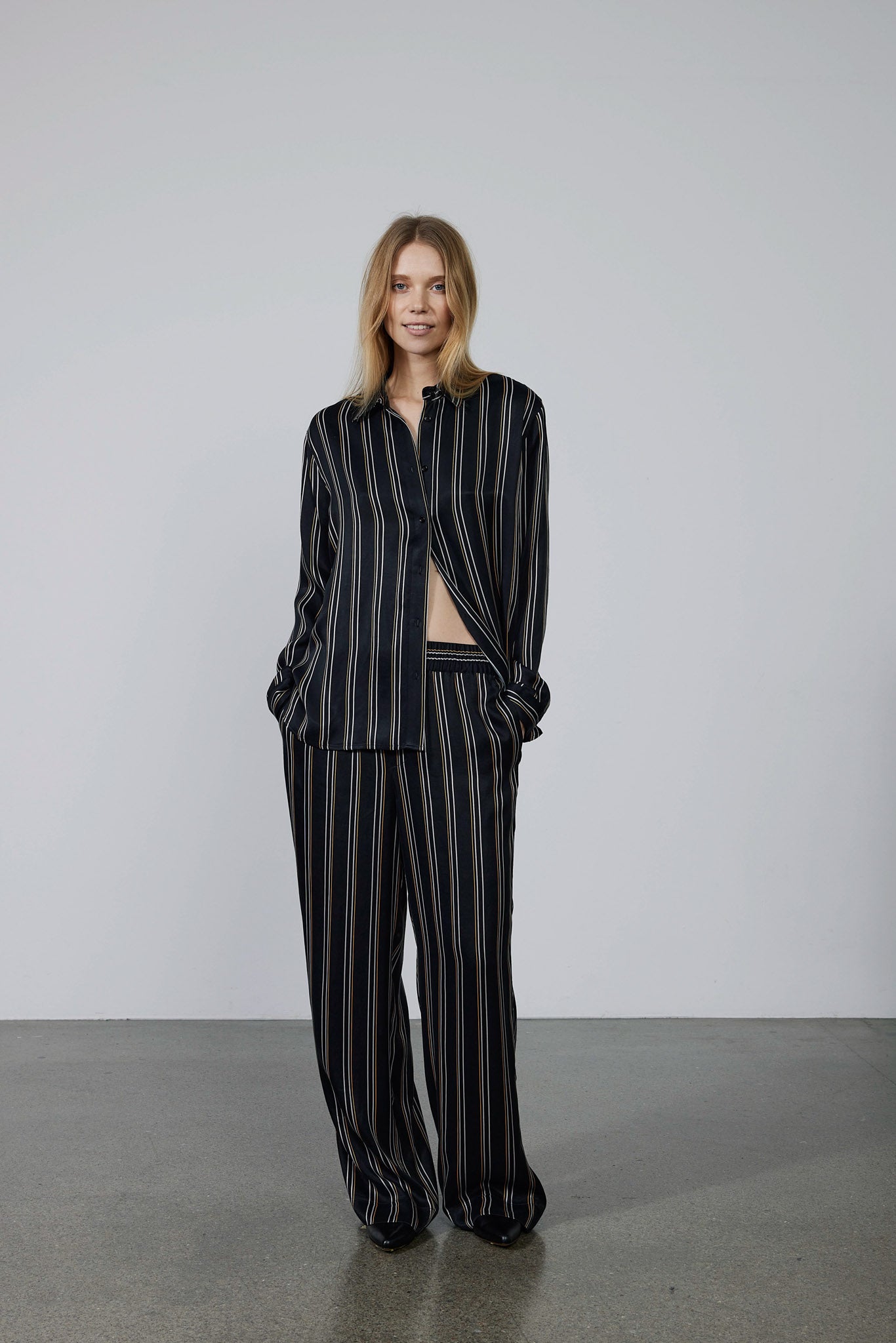 Beta Studios Gemma Pant Pants Black w/camel,grey stripe