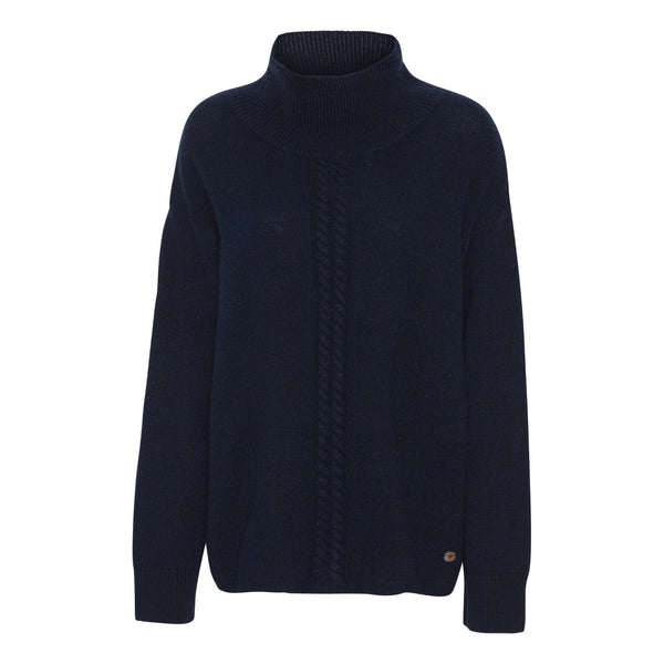 Beta Studios Gidi Cable Turtle Neck Uld/Cashmere Tops Navy