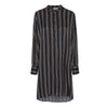 Gwen Long Shirt - Black w/camel,grey stripe