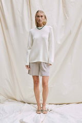 Beta Studios Haylie O-Neck Uld/Cashmere Tops Almost White