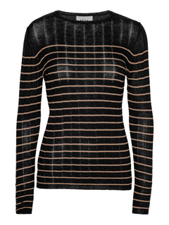June Striped Long Sleeve Tee - Black/Praline