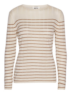 June Striped Long Sleeve Tee - Milk/Praline