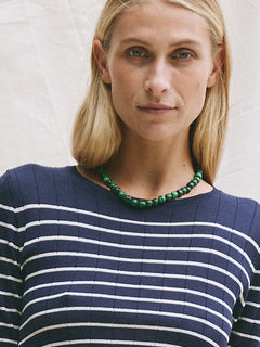 June Striped Long Sleeve Tee - Navy/Milk