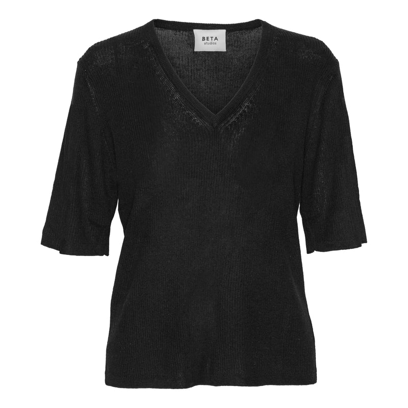 Beta Studios Kalinka V-Neck Silk/CashmereTops Black