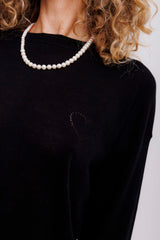 Beta Studios Kamille Heart Long Sleeve Silk/CashmereTops Black