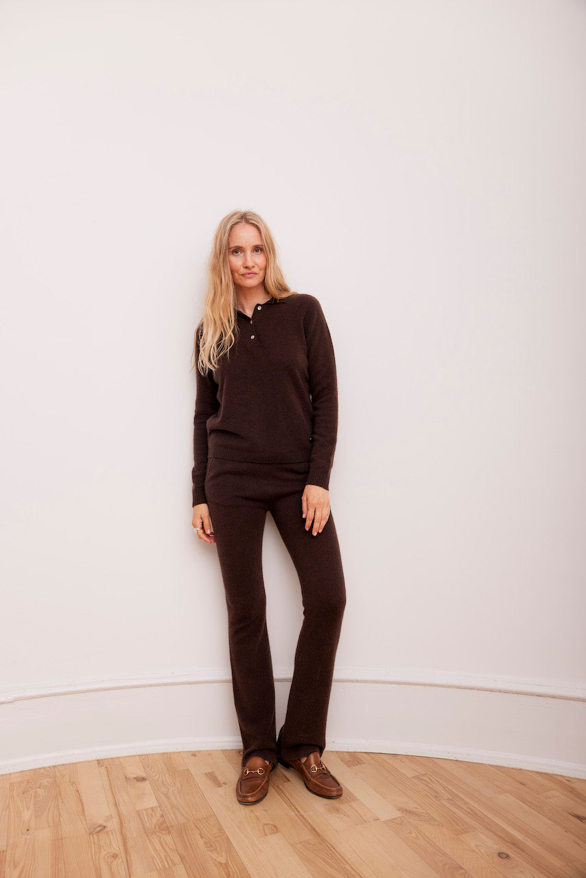 Beta Studios Kassandra Polo Cashmere Tops Coffee Brown