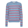 Kenya Stripe O-Neck - Powder Blue/Almost White/Red