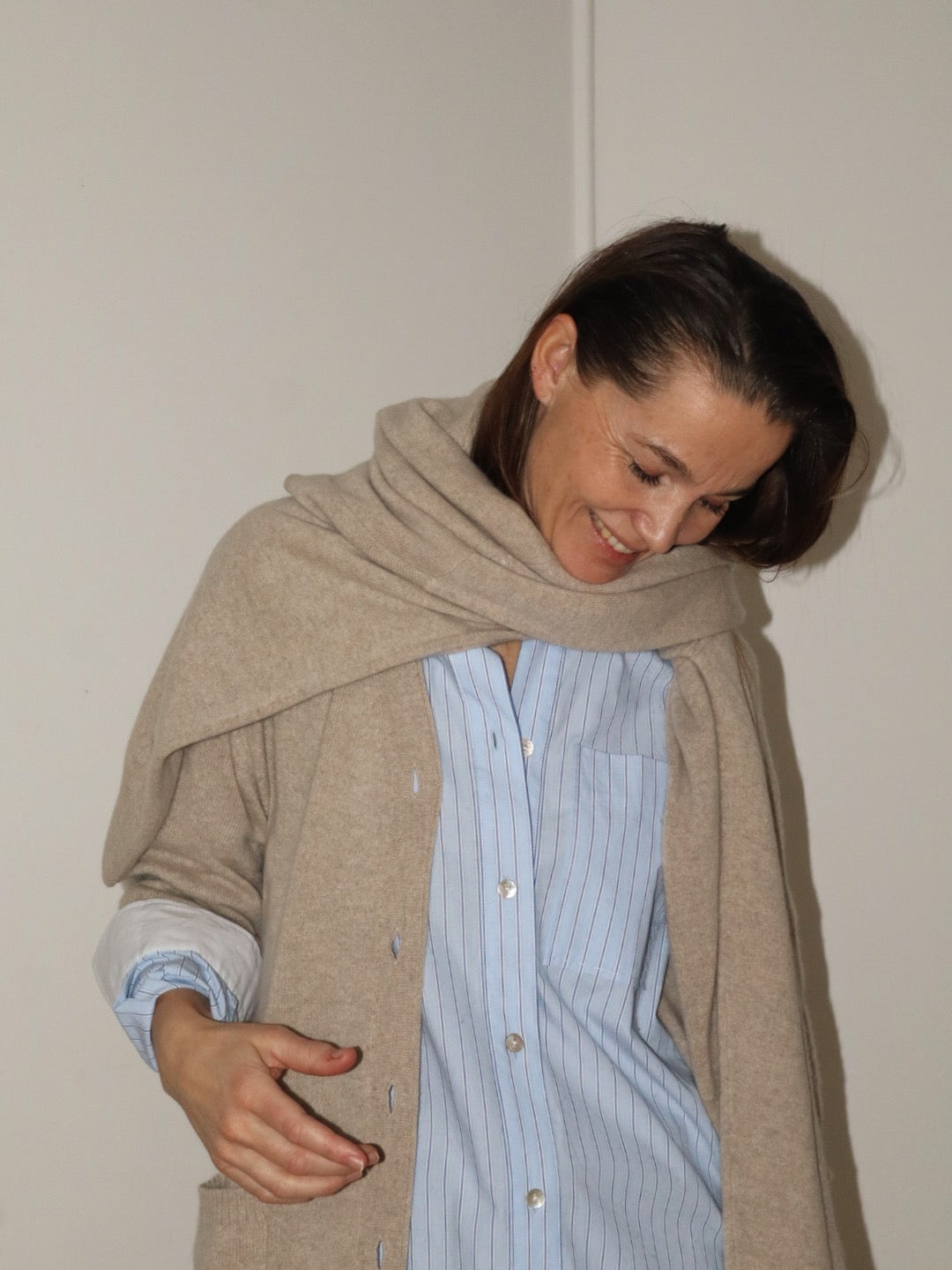 Beta Studios Klaudia Striped Shirt Boxy Shirt Light Blue Stripes