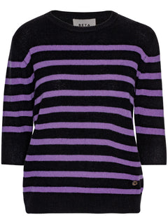 Bianca Striped Lady Sleeve - Black/Deep Lavender