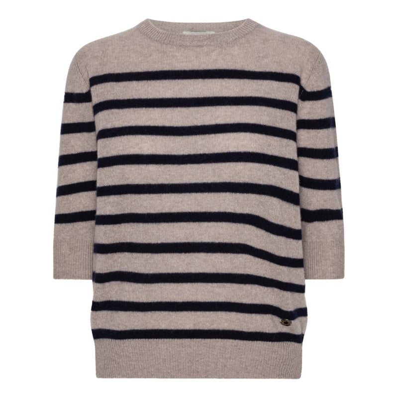 Beta Studios Lady Sleeve Striped Cashmere Cashmere Tops Goat/Navy