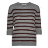 Bianca Striped Lady Sleeve - Grey Melange/Dark Brown