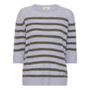 Lady Sleeve Striped Cashmere - Icy Blue/Army Melange