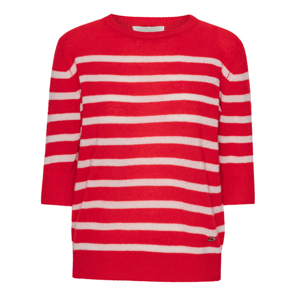 Beta Studios Lady Sleeve Striped Cashmere Cashmere Tops Red/Almost White