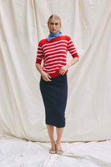 Beta Studios Lady Sleeve Striped Cashmere Cashmere Tops Red/Almost White