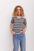 Lady Sleeve Striped Cashmere - Light Grey Melange/Black