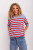 Lady Sleeve Striped Cashmere - Powder Blue/Red