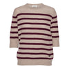 Lady Sleeve Striped Cashmere - Sand Melange/ Egg Plant