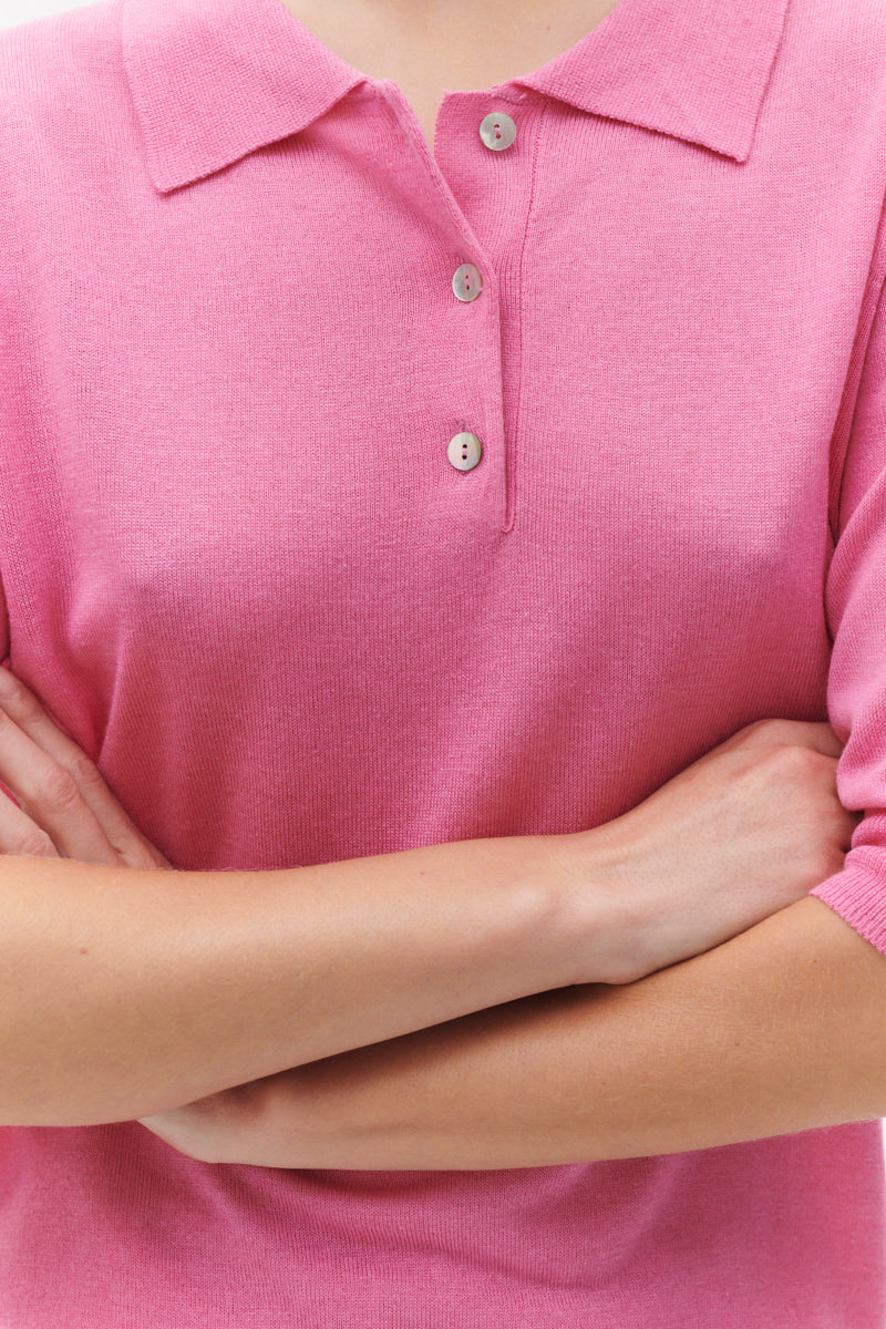 Beta Studios Maja Polo Silk/CashmereTops Begonia Pink