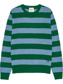 Margot Stripe O-Neck - Fir Green/Turtle Dove Blue