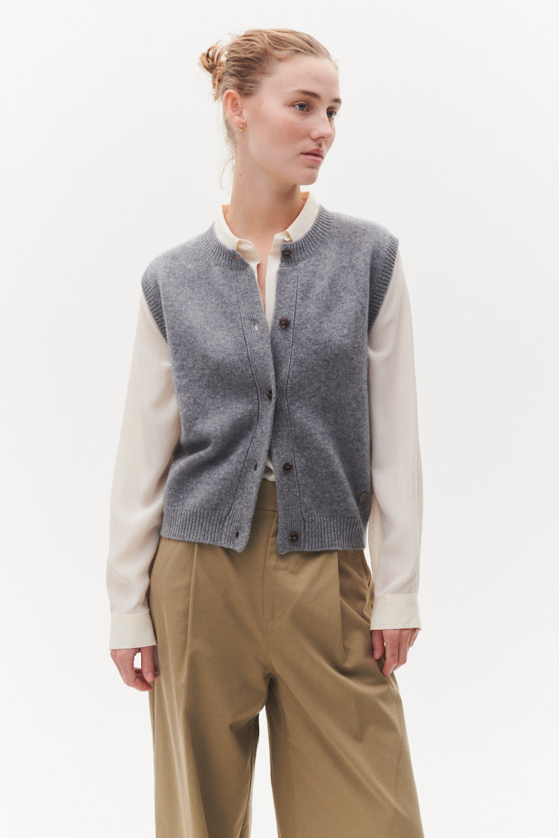 Beta Studios Mercedes Vest Uld/Cashmere Tops Grey Melange