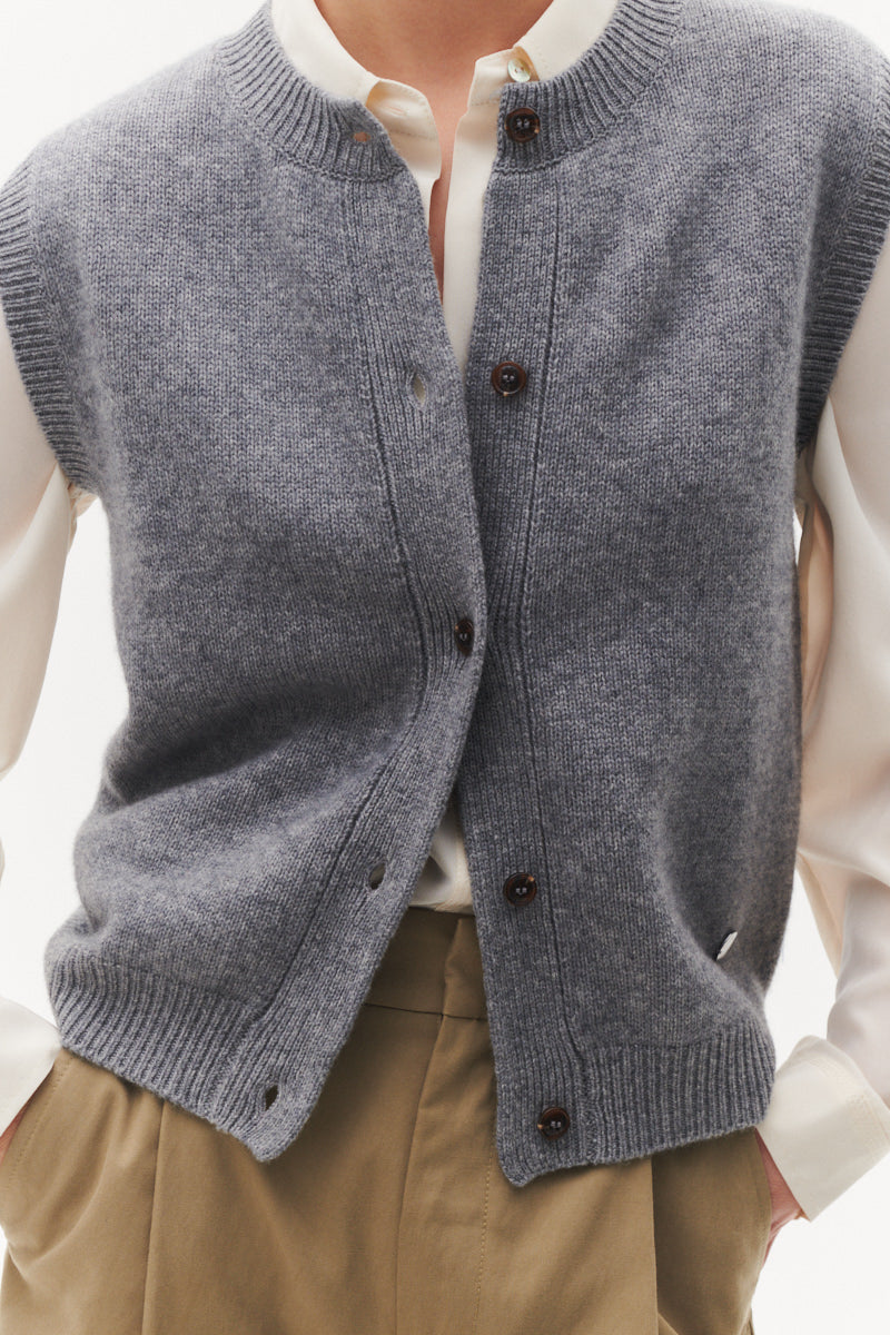 Beta Studios Mercedes Vest Uld/Cashmere Tops Grey Melange