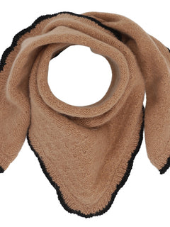 Mini Triangle Scarf w/contrast edge - Camel/Black