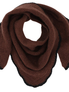 Mini Triangle Scarf w/contrast edge - Dark Brown/Black
