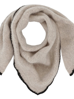 Mini Triangle Scarf w/contrast edge - Sand Melange/Black