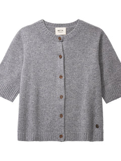 Naline Short Sleeve Cardigan - Grey Melange