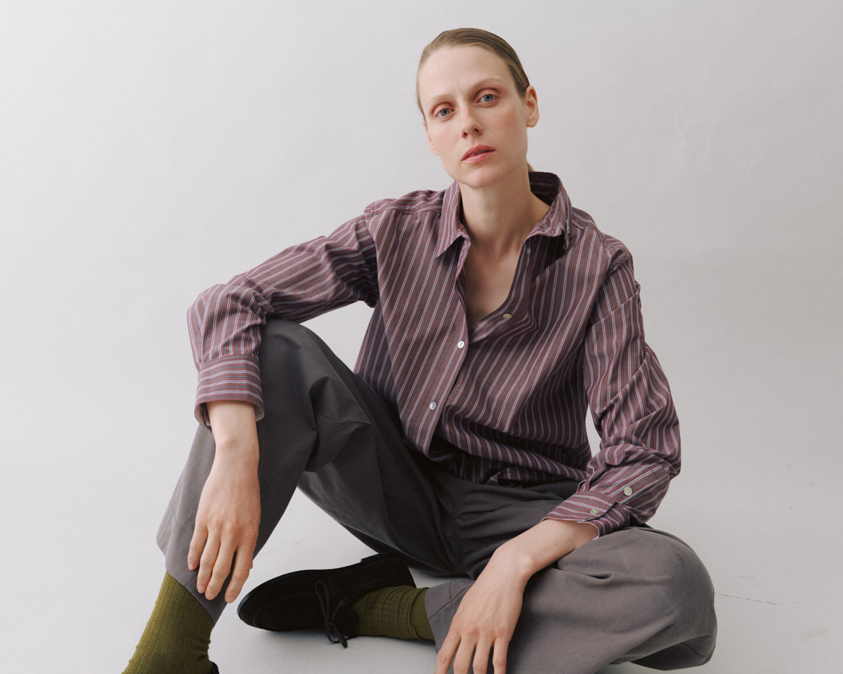 Beta Studios Nanaki Striped Shirt Shirt Mahogany