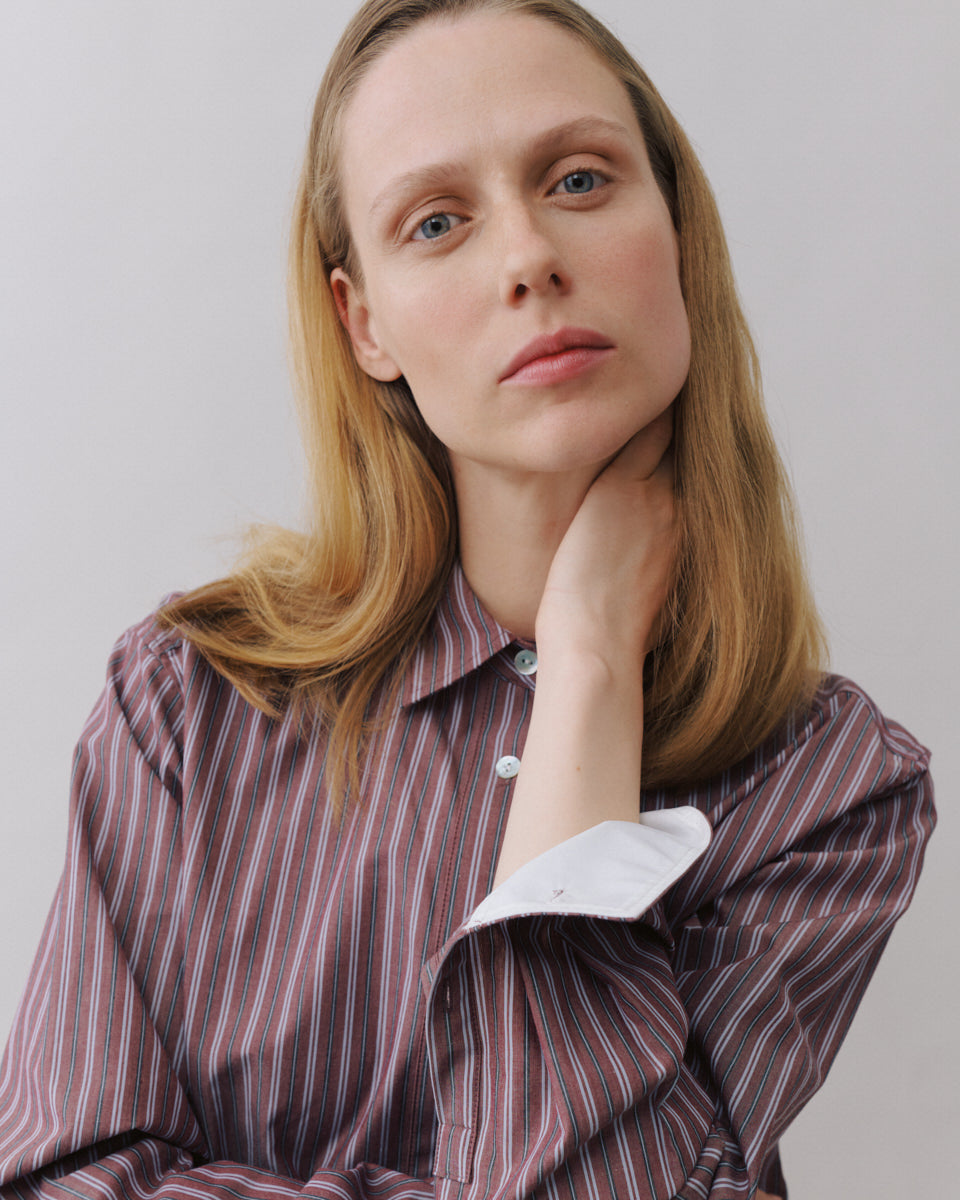 Beta Studios Nanaki Striped Shirt Shirt Mahogany