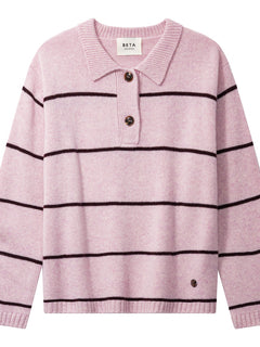 Naomi Striped Polo - Hushed Violet/Dark Fig