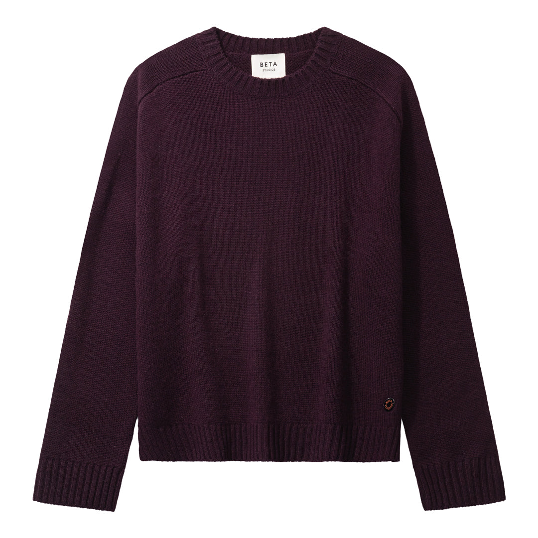 Beta Studios Nikita O-Neck Uld/Cashmere Tops Dark Fig